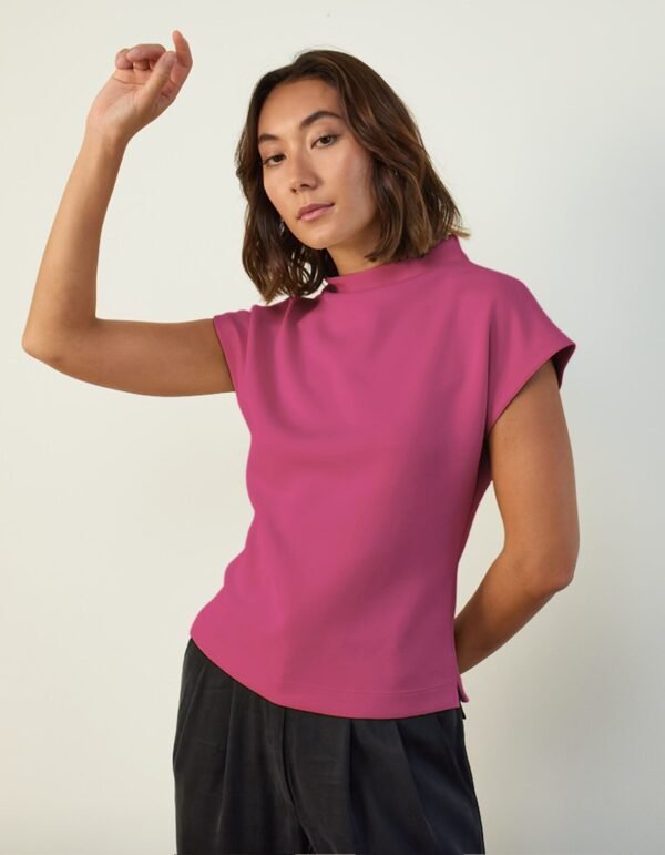 Cap Sleeve Mock Neck Top