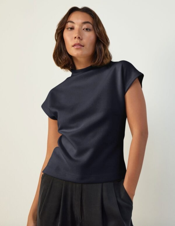 Cap Sleeve Mock Neck Top