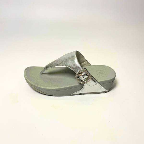 Fitflop LULU CRYSTAL-BUCKLE LEATHER silver sandal - Image 3