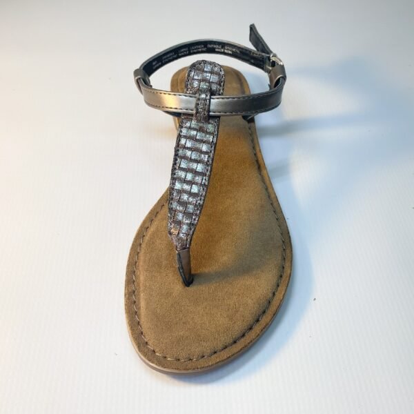 Gia leather pewter weave sandal - Image 4