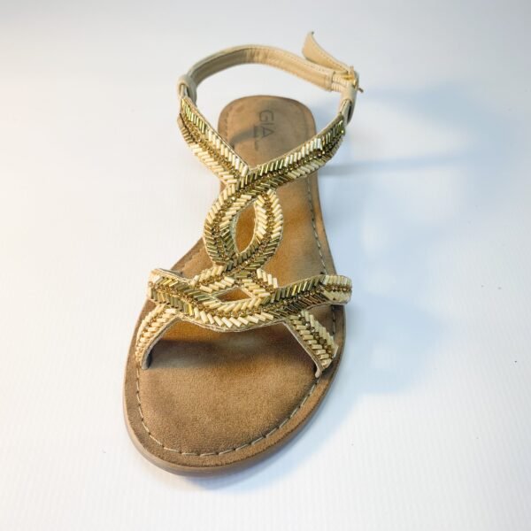 Gia beige beaded leather sandal - Image 3