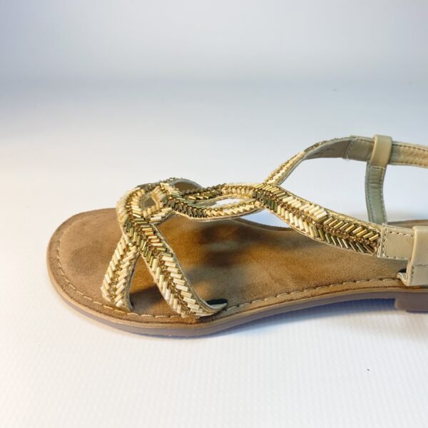 Gia beige beaded leather sandal - Image 4