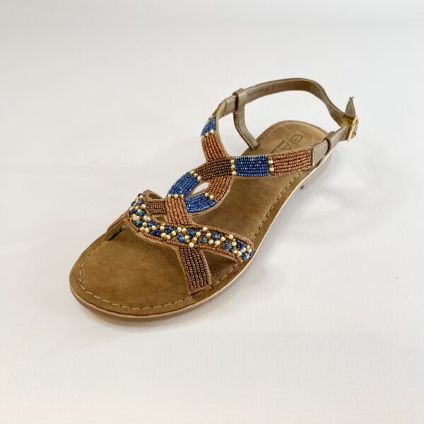 Gia leather blue beaded sandal - Image 2