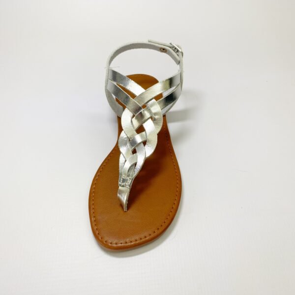 Andreoli leather silver toe  thong sandal - Image 4