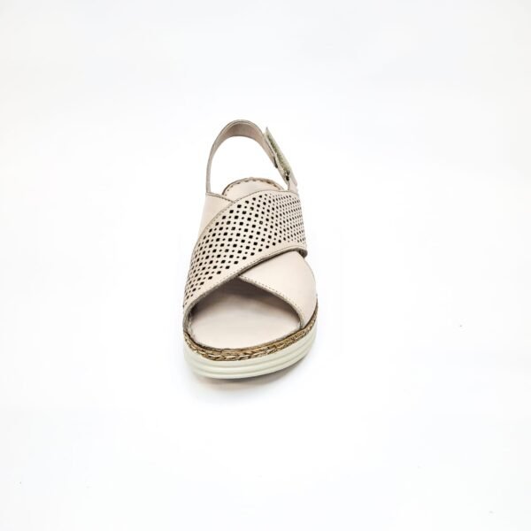 Gia stone leather sandal with velcro strap - Image 4