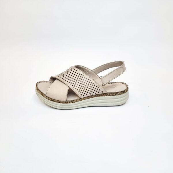 Gia stone leather sandal with velcro strap - Image 3