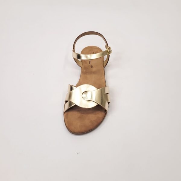 Gia leather gold ankle strap sandal - Image 4