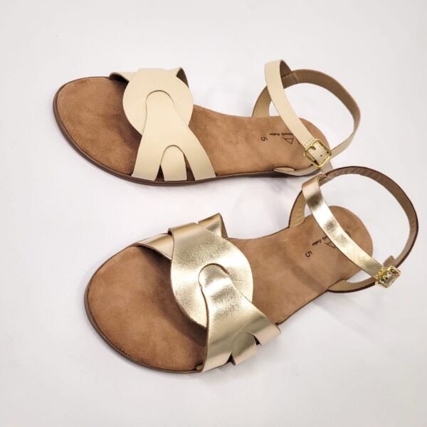 Gia leather gold ankle strap sandal - Image 5