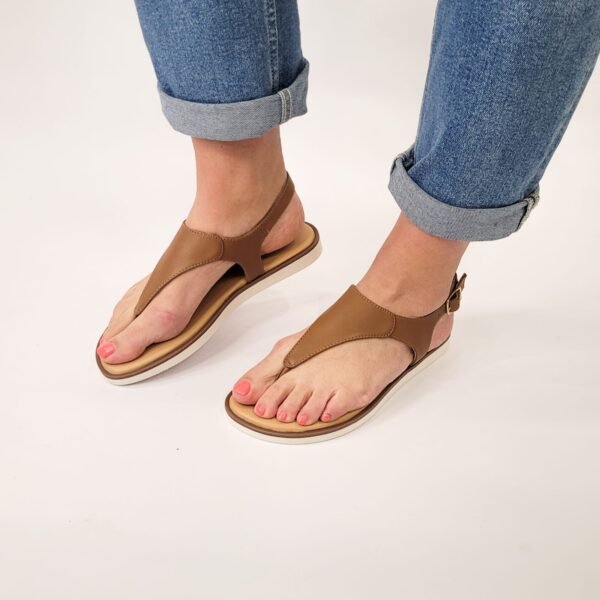 Gia leather tan toe thong sandal