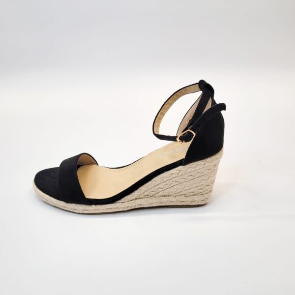 Geena black ankle strap espadrille wedge - Image 3