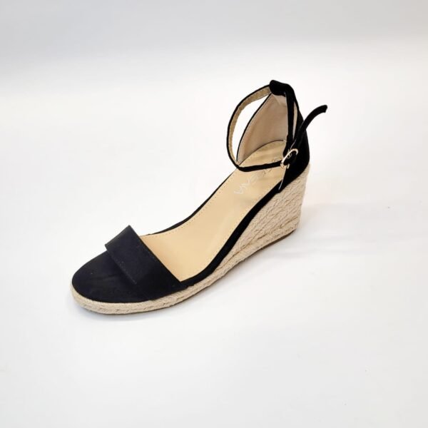 Geena black ankle strap espadrille wedge - Image 2