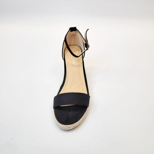 Geena black ankle strap espadrille wedge - Image 4