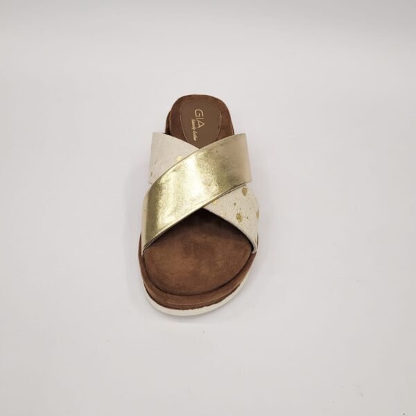 Gia leather gold crossover flatform - Image 4