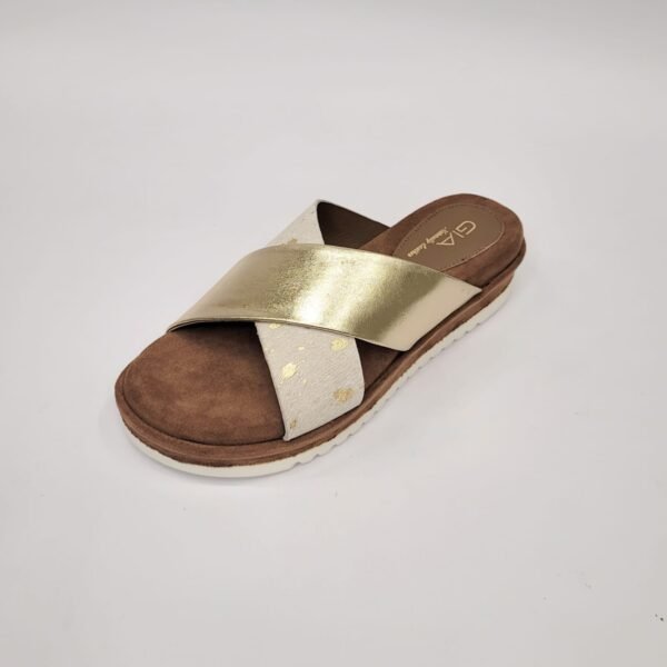 Gia leather gold crossover flatform - Image 2