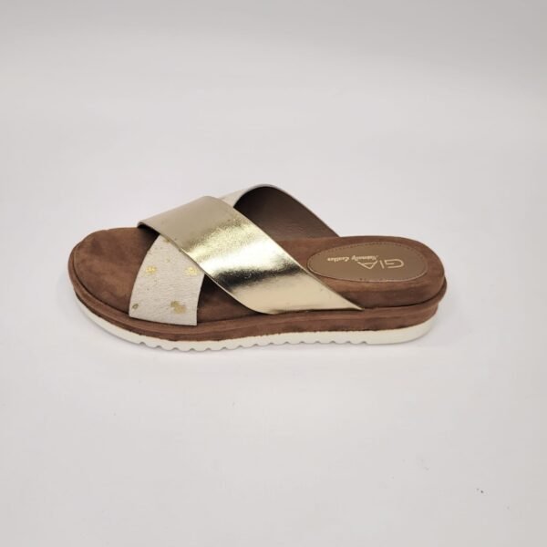 Gia leather gold crossover flatform - Image 3