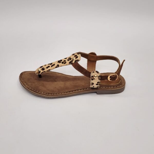 Gia leather tan/leopard toe thong sandal - Image 3