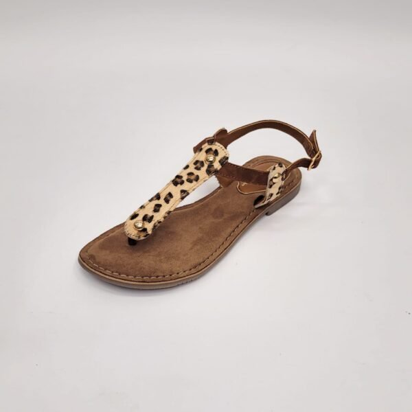 Gia leather tan/leopard toe thong sandal - Image 2