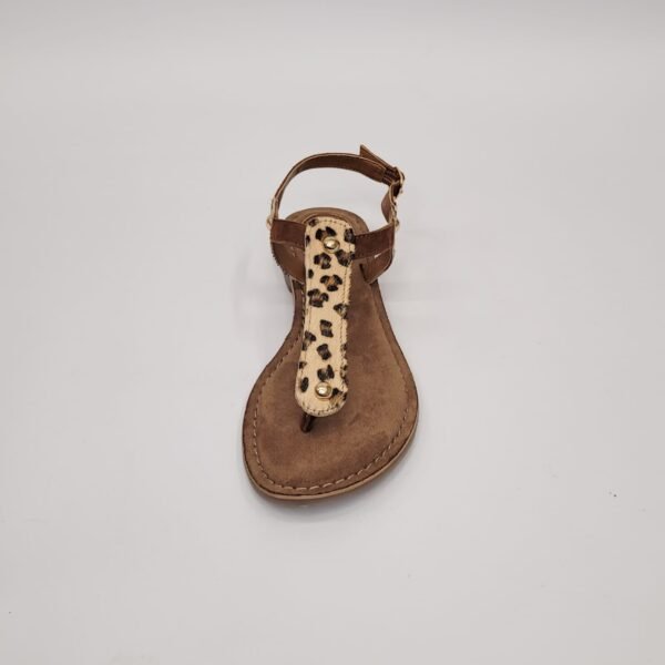 Gia leather tan/leopard toe thong sandal - Image 4