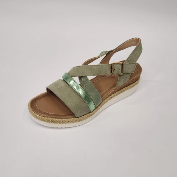 SuperMe green cross strap wedge sandal - Image 2