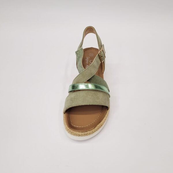 SuperMe green cross strap wedge sandal - Image 4