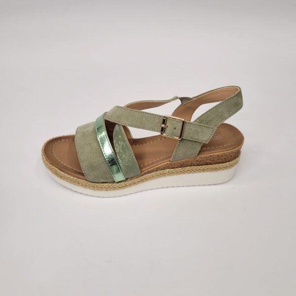 SuperMe green cross strap wedge sandal - Image 3