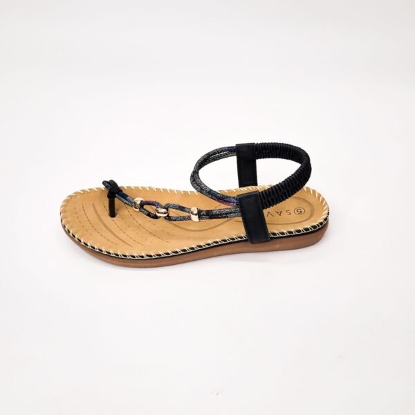 Savoy black side strap elasticated slingback sandal - Image 3