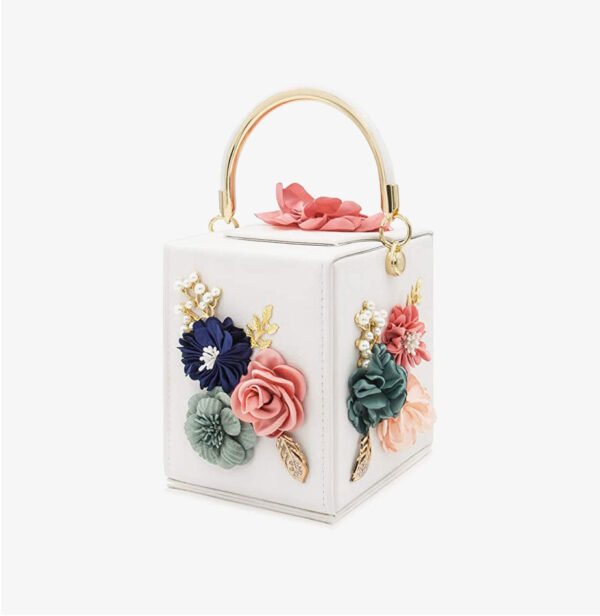 Women Floral Square Box Evening Bags - Image 3